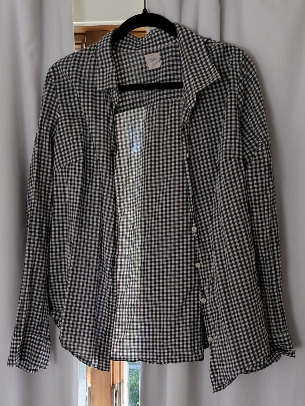 J. Crew Black and White Gingham Button-Down Shirt